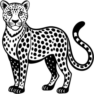 Tiger cartoon vector illustration mascot,cheetah Tiger silhouette,vector,icon,svg,characters,Holiday t shirt,black Tiger cartoon drawn trendy logo Vector illustration,cheetah cartoon on a white backgr