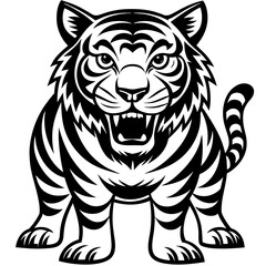 Tiger cartoon vector illustration mascot,cheetah Tiger silhouette,vector,icon,svg,characters,Holiday t shirt,black Tiger cartoon drawn trendy logo Vector illustration,cheetah cartoon on a white backgr