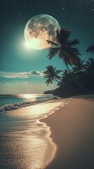 Moonlight Romantic Environment at the Beach