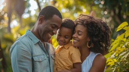 Loving black family enjoys in their time together outdoors