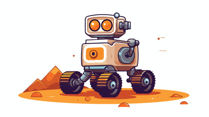 Space Robot Vector Icon Illustration. Mars Rover Pl