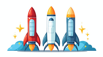 Spaceship rocket vector icon. 2d flat cartoon vacto