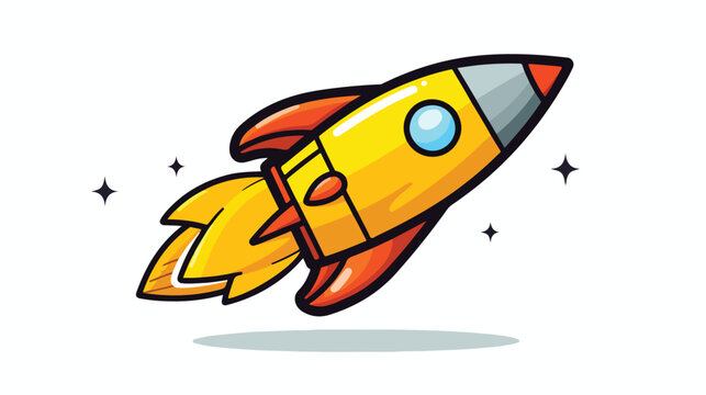Spaceship rocket vector icon. 2d flat cartoon vacto