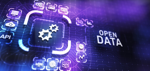 Open data database integration api internet technology concept.