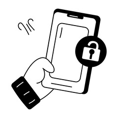 Ready to use doodle icon of an unlocked phone 