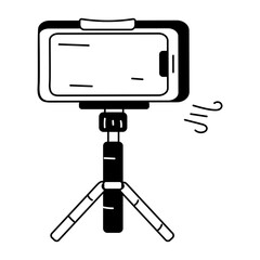 Check out doodle icon of mobile tripod 