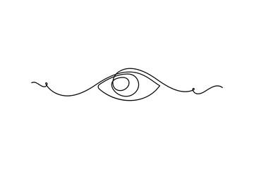 Eye sign in continuous line drawing style. Line art of human eye sign Vector illustration