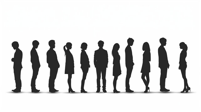 An illustration banner image of a diverse group of people standing in line flat design.