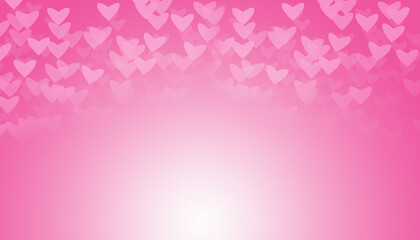 Pink background with hearts on Mother's Day, hearts and glow. Various important occasions. Pink and gradient backdrop With copy space.