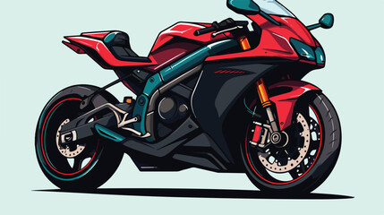 Obraz na płótnie Canvas Sport Motorcycle Line Art Vector Illustration 2d flat