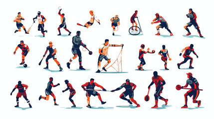 Sports set of athletes of various sports discipline