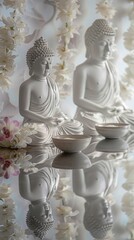 Reflective and serene Buddha bathing ceremony flower garlands