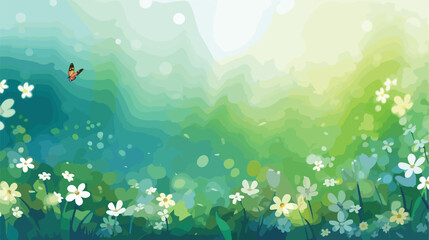 Spring background abstract banner green blurred bok - obrazy, fototapety, plakaty