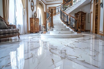 capturing the opulent look and feel of marble underfoot, providing a luxurious foundation for interior spaces - 784509700