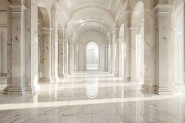 Visuals showcasing the timeless beauty of white marble, with its clean and polished appearance that adds a touch of refinement to architectural and design applications - 784509913