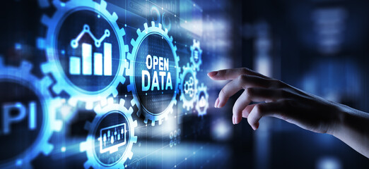 Naklejka premium Open data database integration api internet technology concept.