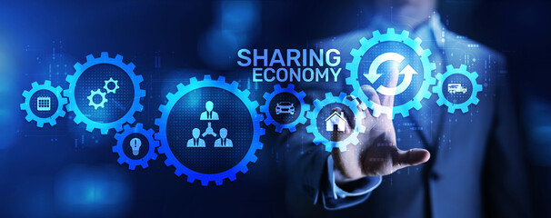 Sharing economy rental rent business innovation technology concept. - obrazy, fototapety, plakaty