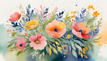 summer Background watercolor arrangements with small flower illustration design