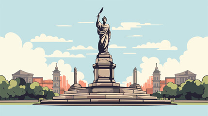 Statue of history in Melbourne 2d flat cartoon vact