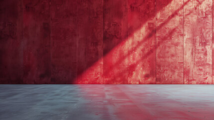 Empty red room. Stylish modern wall.
