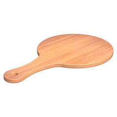 3D realistic of empty wooden plate or chopping board, wooden pizza or bread cutting board.