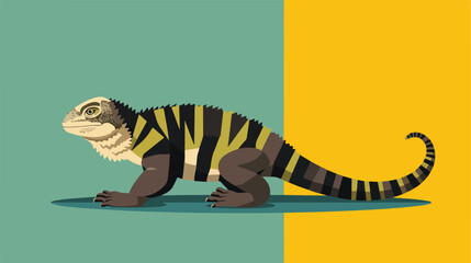 Striped iguana icon in flat style with long shadow. - obrazy, fototapety, plakaty