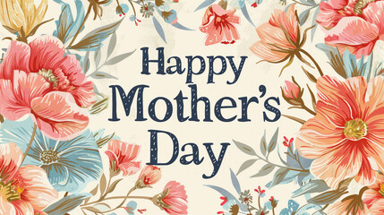 happy mother day card with flowers decoration for Mother's day or sale shopping special offer banner. Best Mom ever greeting card