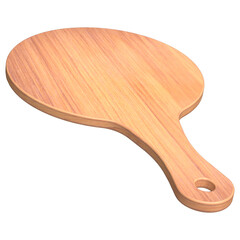 3D realistic of empty wooden plate or chopping board, wooden pizza or bread cutting board.