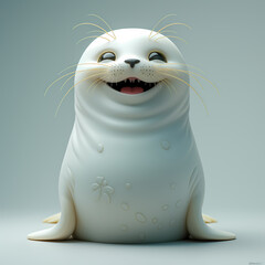 A cute and happy baby seal 3d illustration