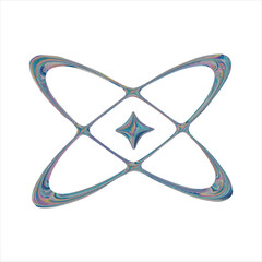 metal shape in y2k style on transparent background