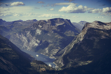 Fjord Geiranger from Dalsnibba viewpoint, Norway