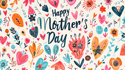 happy mother day card with flowers decoration for Mother's day or sale shopping special offer banner. Best Mom ever greeting card - obrazy, fototapety, plakaty