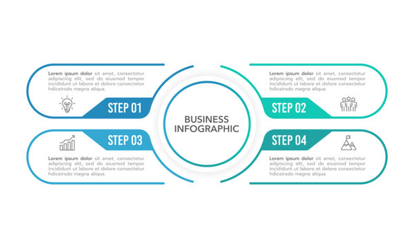 4 Steps to success design Infographic templates, Diagrams, Annual Reports Business Presentation and Organization. Vector illustration.