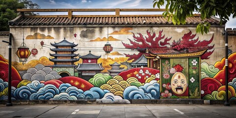 Traditional Buddhist Temple Graffiti in Beijing, China