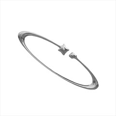 realistic 3D metal shape in y2k style on transparent background