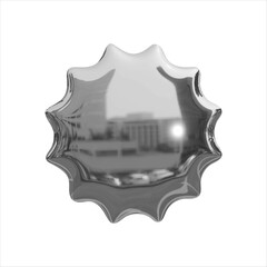 realistic 3D metal shape in y2k style on transparent background - obrazy, fototapety, plakaty
