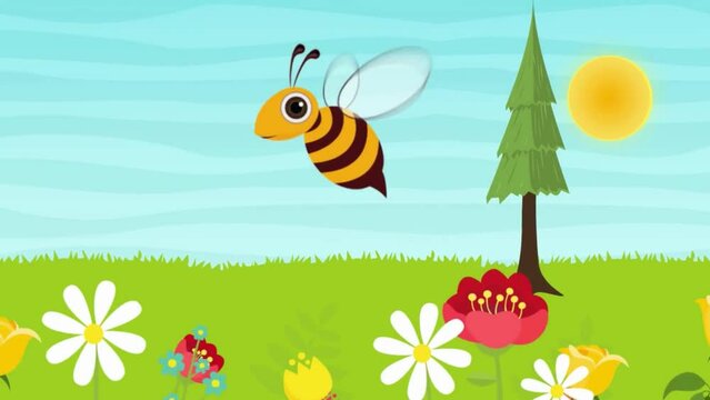 Fluttering Flora: Cartoon Illustration Vector Art Featuring Cute Butterflies, Bees, Ladybugs, and Birds Amidst Nature's Summer Symphony