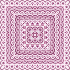Vector abstract decorative ethnic ornamental illustration. Monochrome square carpet