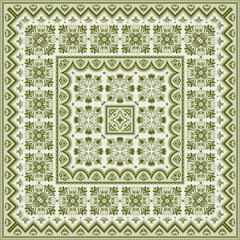 Vector abstract decorative ethnic ornamental illustration. Monochrome square carpet - obrazy, fototapety, plakaty