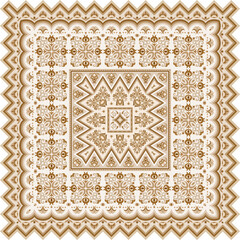 Vector abstract decorative ethnic ornamental illustration. Monochrome square carpet