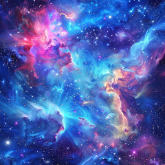 Obraz na płótnie Canvas A colorful galaxy with a blue star in the center