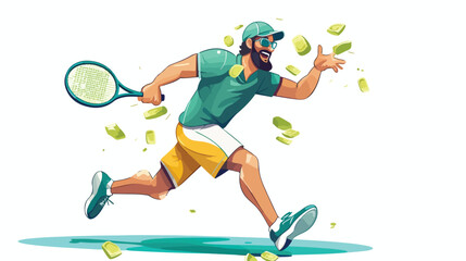 Swedish krona illustration as a tennis player  char - obrazy, fototapety, plakaty