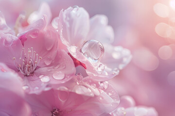 Obraz premium A close up of a pink flower with water droplets on it
