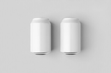 White small beer or soda aluminum can mockup.