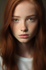 Fototapeta premium Portrait of young red headed woman