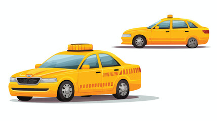 Taxi yellow car with side front background and top. City