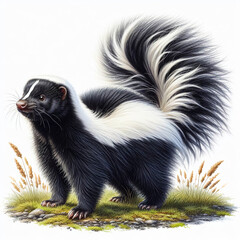흰 배경, 스컹크 (white background, skunk)