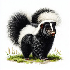 Fototapeta premium 흰 배경, 스컹크 (white background, skunk)