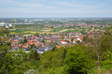 Fototapeta na wymiar Blick auf Stadt Offenburg-Zunsweier im Ortenaukreis