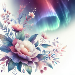 흰 배경, 오로라 색상의 꽃 (a white background, aurora-colored flower) - obrazy, fototapety, plakaty